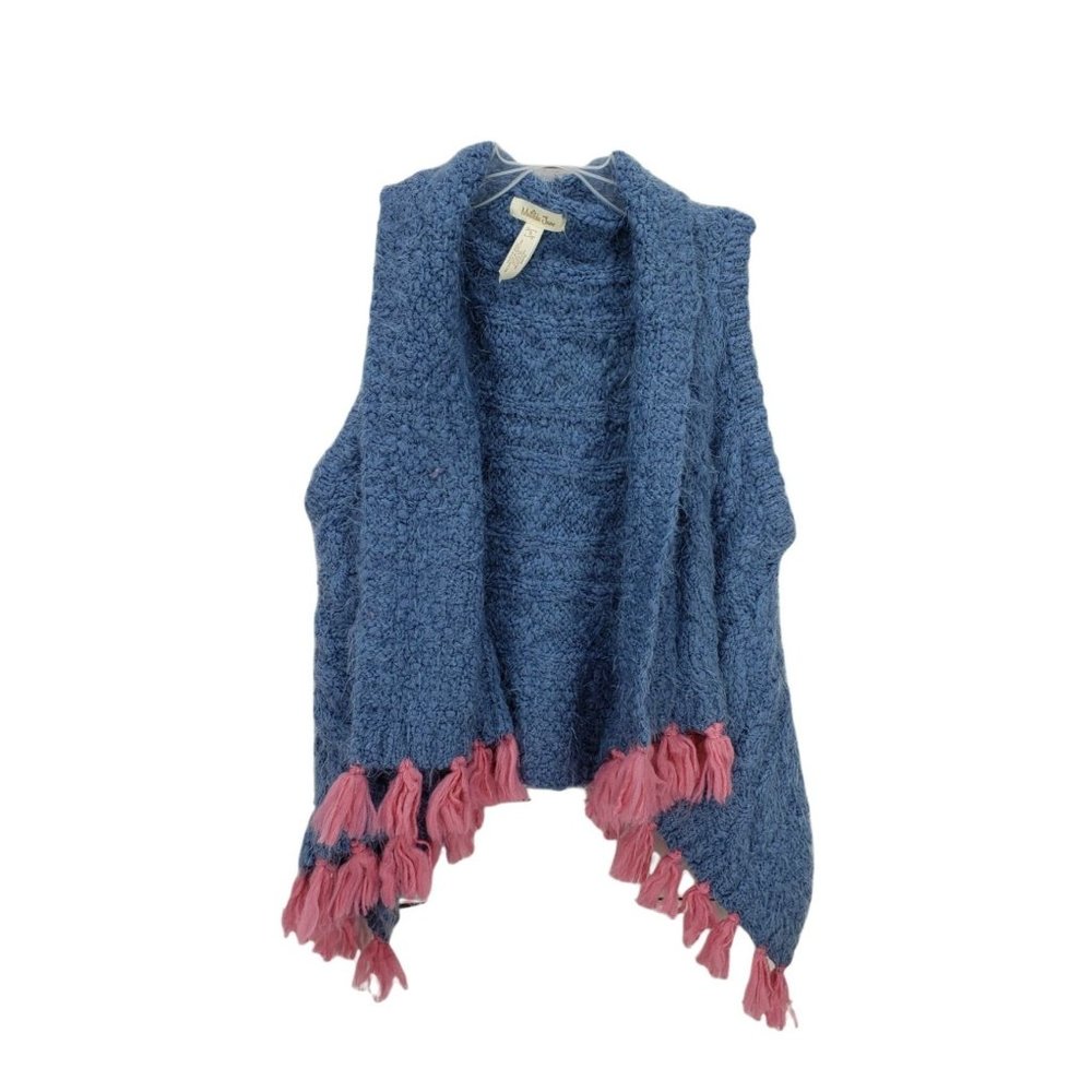 Matilda Jane Girls Mirror Image‎ Blue Knit with Pink Tassel Vest Size 8